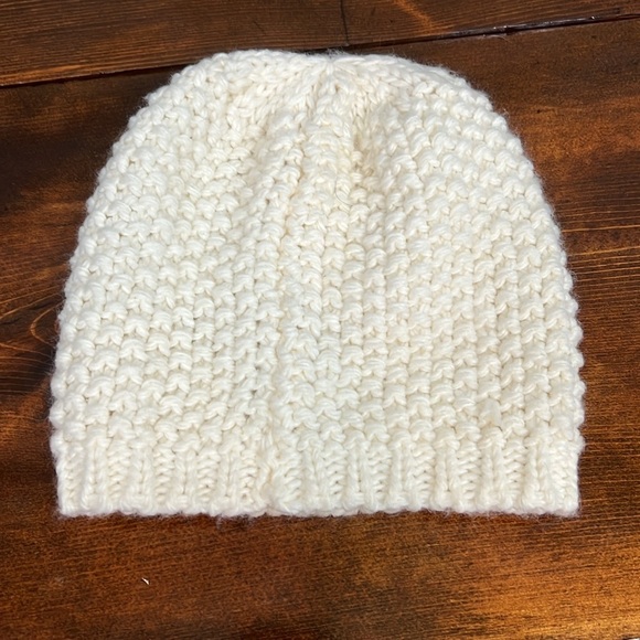 Cream Crochet Slouch Beanie - Picture 2 of 4